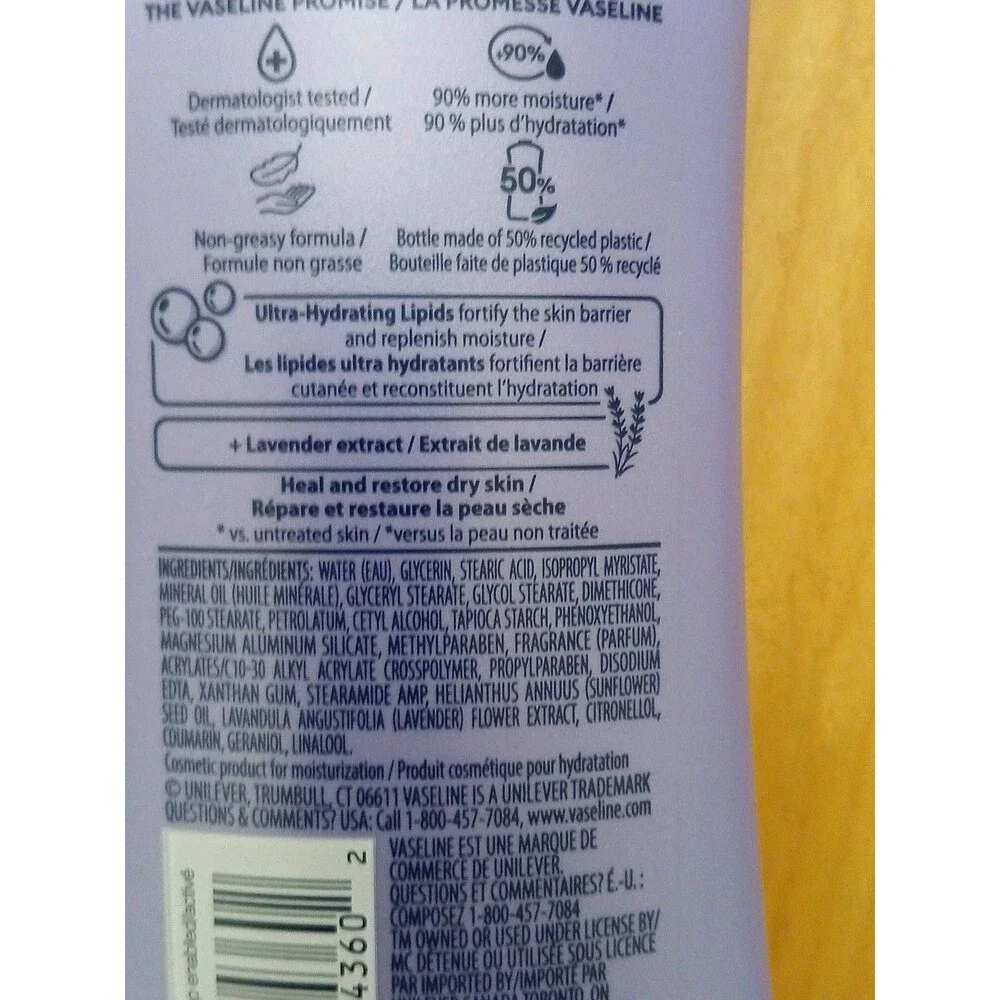 (2) Vaseline Intensive Care Calm Healing Lotion Lavender Extract 10oz Each